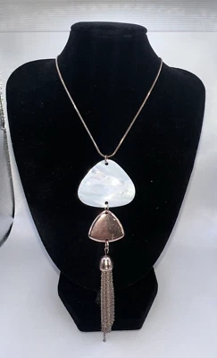 Collar Mujer Oro Rosa Blanco Concha Dije Borla Cadena Larga Playa Boho Foto 1 de 4