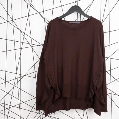 SEVENTY Women's Brown Relaxed Crew Neck Long Sleeve Knitted Wool Pullover 48 XL - Image 1 of 4