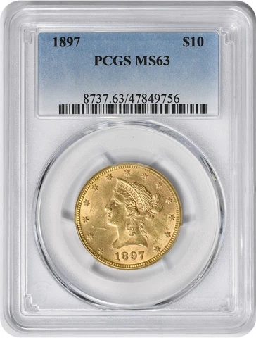 1897 $10 Gold Liberty Head MS63 PCGS Cover