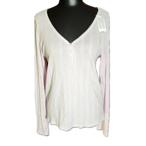 NWT American Eagle Womens Pink Long Sleeve V-Neck Henley Shirt Size XL - Picture 1 of 8