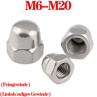 Sechskant - Hutmuttern Feingewinde Edelstahl A2 V2A M6 M8 M10 M12 M14 M16 M20 - Bild 1 von 4