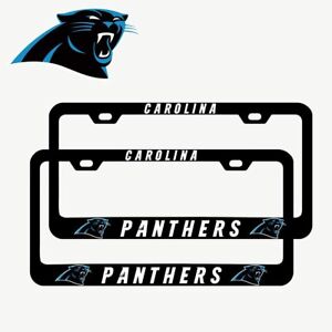 Carolina Panthers 2Pcs License Plate Frame Aluminum Tag Covers with Screw Caps