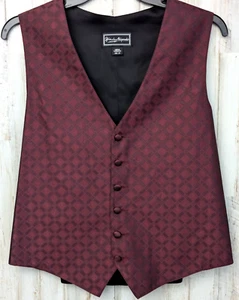 Nicholas Alexander Vest Mens 39-41 Red Diamond Formal Wedding Business Button Up - Picture 1 of 5