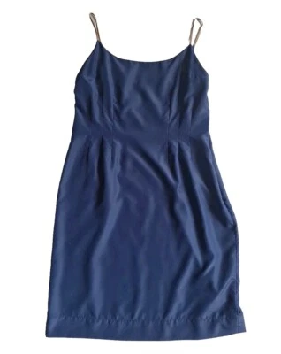 Vestido sin Mangas Pauline Trigere Azul De Colección Correa de Espagueti Talla 16 Foto 1 de 4