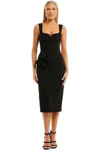 REBECCA VALLANCE Galerie Bow Midi Black Size 6 AU RRP 629 Cocktail - Bild 1 von 3
