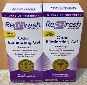 2 NEW RepHresh Odor Eliminating Vaginal Gel, 4x2=8 Applications (0.07oz) 11/2026 - Picture 1 of 2