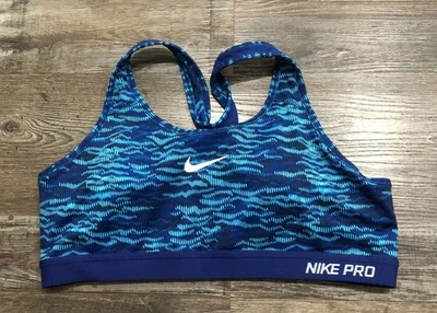 Nike Pro Dri Fit Blue Sports Bra Size XL with Padding - Image 1 of 4