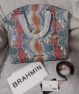 Brahmin Duxbury All Over Snake Multi Dawson Azul Crema Rojo Óxido Pitón Nuevo con Etiquetas - Imagen 1 de 6