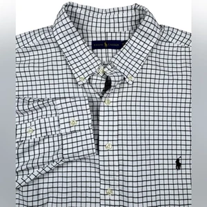 Ralph Lauren Herren Big & Tall Langarm Button Down weiß schwarz kariert 3XB - Bild 1 von 10