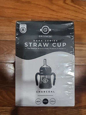 Taza Grosmimi Sippy con pajita y asas Dark Series tipo A carbón nueva en caja Foto 1 de 3