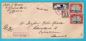 USA R airmail cover 1929 San Francisco to Copenhagen, Denmark - Picture 1 of 2