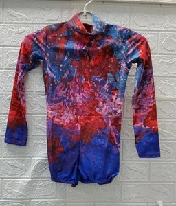 New Alexandra Collection Multicolor Fusion Long Sleeve Biketard Size 8Youth - Picture 1 of 7