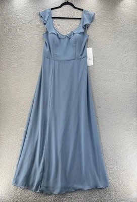 Vestido Formal Bill Levkoff Mujer 14 Azul Volantes Hasta el Suelo Baile de graduación Formal LEER Foto 1 de 4