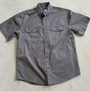 Key 100% Cotton Work Shirt- Short Sleeve - Gray - Size Large - Picture 1 of 5