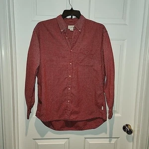 Men's sz M  Red Grey Plaid Long Sleeved Button Down Shirt by J Crew Front Pocket - Picture 1 of 6