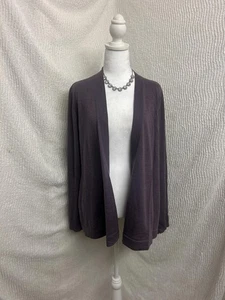 Eileen Fisher lila Woll Strickjacke Damen XL 100% Merino vorne offen - Bild 1 von 8