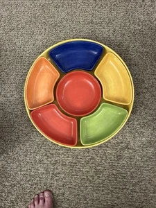 Pottery Barn Outlet Colorful Serve Tray Relish Chip Dip Serving Platter 7pc Set - Picture 1 of 16