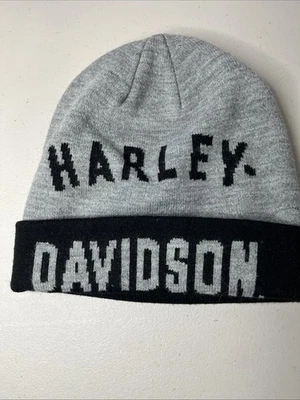 Harley Davidson Beanie Hat Black Gray  Logo Knit Cap Biker HD - Image 1 of 3