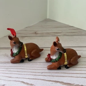 2er Set Rentier Weihnachtsschmuck aufklappbare Schmuckschatulle Urlaub Hirsch - Bild 1 von 11