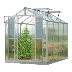 Gewächshaus Aluminium Rahmen Polycarbonat-Platten Greenhouse im Set: Fundament - Bild 1 von 16