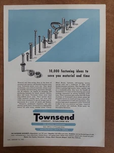 Townsend Co Fastener Authority Nieten Schrauben Kontermuttern 1953 Vintage Print Ad - Bild 1 von 1