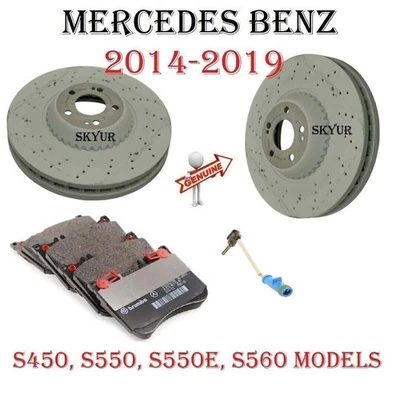 Juego de rotores de freno delanteros con pastillas de freno y sensor para Mercedes W222 S450 S550 S560 Foto 1 de 4