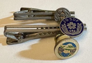 Japan tie clips and lapel pin, JGSDF, USFJ and JSDF - Picture 1 of 6