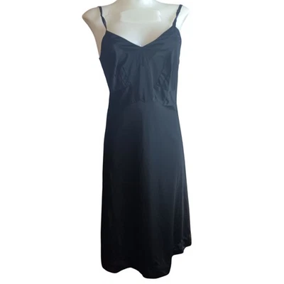 Vintage Women's Slip Dress 34 Small Munsingwear 1960's Goth USA Black Panel - Image 1 of 4