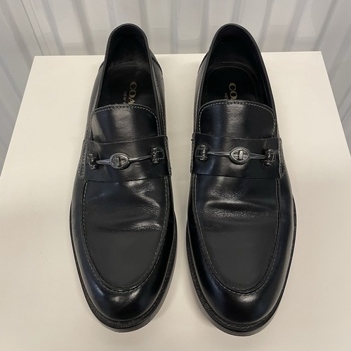 Mocassini Coach neri in pelle Turnlock Horse Bit Oxford da uomo taglia US 11 5 EU 45