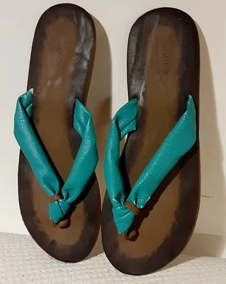 Sandalias Sonoma Chanclas Cuero Azul Turquesa - Talla M (9-10) Foto 1 de 3