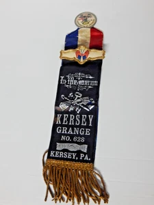 Vintage Grange # 628 Kersey PA  Patrons of Husbandry Award Ribbon Badge - Picture 1 of 5