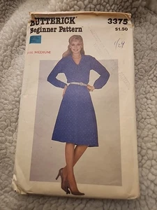 1980's BUTTERICK MISSES DRESS PATTERN #3375 SZ MEDIUM UNCUT - Picture 1 of 6