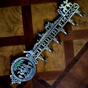 Vintage Jerusalem Judaica Wainberg 6 Haken Kette Aufbewahrung Schlüssel Organizer Wohndeko - Bild 1 von 14