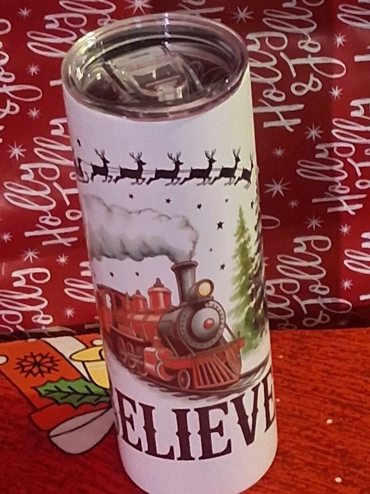 Taza de viaje de café/bebidas de acero inoxidable diseño navideño usada Foto 1 de 3