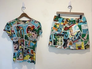 Dolce & Gabbana Womens Comic Print Top (42) (stained) & Skirt (46 - Picture 1 of 8