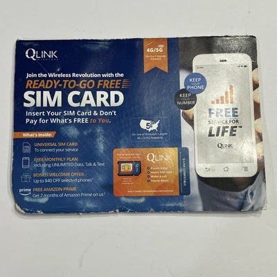 QLink Wireless Ready-To-Go-Free SIM Card - NEW - Image 1 of 2