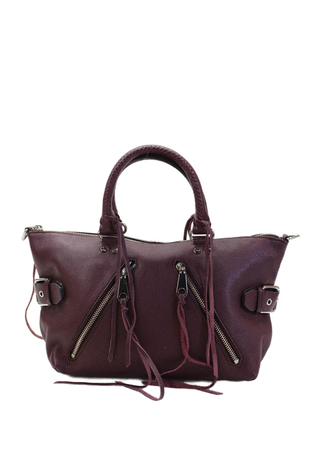 Rebecca Minkoff Womens Leather Whipstitch Handle Satchel Shoulder Handbag Purple - Image 1 of 4