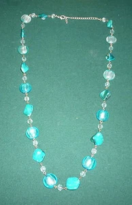 Faux Turquoise Glass Crystal Blue Bead Necklace - Estate Fashion Jewelry Lot - Picture 1 of 2