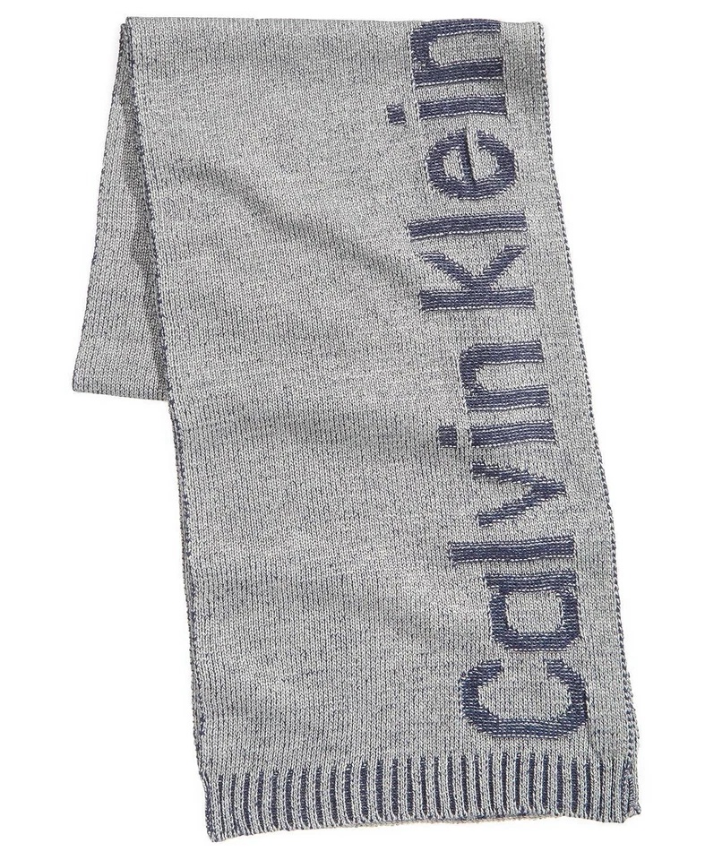 $134 Calvin Klein Para Hombres Azul Gris Logo Tejido Largo Invierno Silenciador Bufanda Chal Foto 1 de 1
