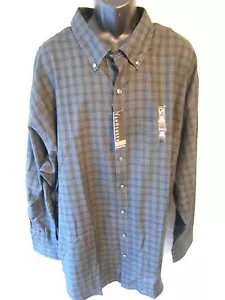 Van Heusen BIG/Reg Cotton Blnd BLack Plaid Button Down Dress Shirt SR$54 NEW - Picture 1 of 3