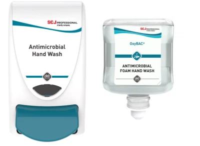 DEB SCJ Cartucho y dispensador antimicrobiano, antiviral para lavado de manos de 1 litro Deb OxyBAC