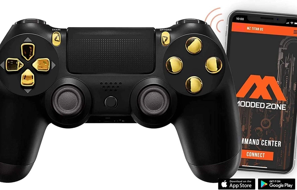 Black/Gold Ps4 Custom MODDED Controller for FPS All Major Shooter Games - Image 1 of 1