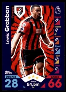 Match Attax 2016-2017 Lewis Grabban AFC Bournemouth Base card No. 14 - Picture 1 of 2
