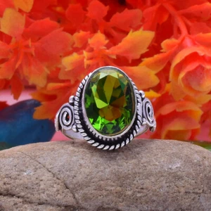 Valentine's Gift Peridot Topaz Gemstone 925 Sterling Silver Handmade Ring - Picture 1 of 3