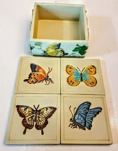 Schmetterling Untersetzer + Serviettenhalter SET schön 3D Garten Tisch Landhaus Deko - Bild 1 von 7