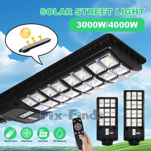 4000W LED Solar Street Light Super Bright Dusk-to-Dawn PIR Road Lamp+Pole+Remote - Picture 1 of 19