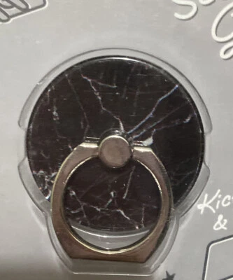 Suporte para celular iPhone preto mármore universal anel dedo aperto - Imagem 1 de 4