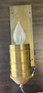 MCM Lamp Wall Mount Light Underwriters Laboratories Union Made Metal Wood Trim - Picture 1 of 12