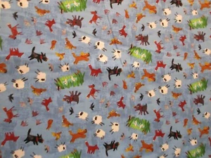 Fat Quarter New Cotton Fabric Farm Animals on Blue Approx 21" x 18" - Picture 1 of 5