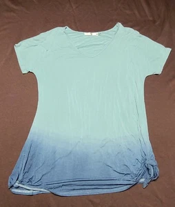 ANDREE BY UNIT blue ombre green Boho Short Sleeve Mini Dress Size Small S - Picture 1 of 6